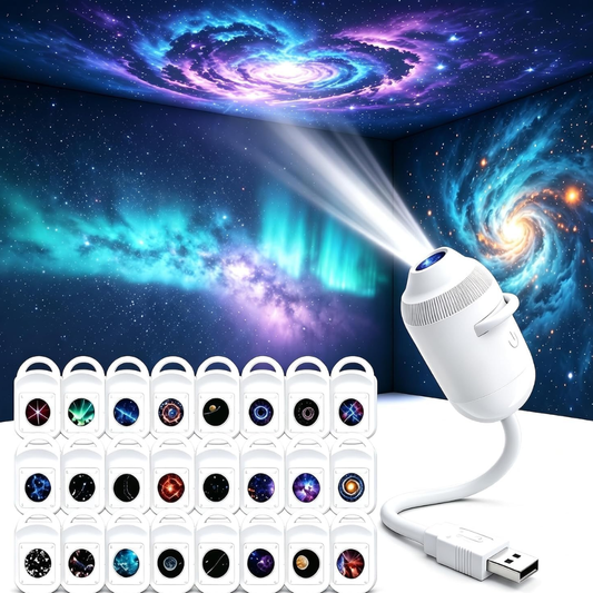 Proyector Galaxia LED USB 360° – Lámpara Nocturna Estrellas para Habitación y Dormitorio
