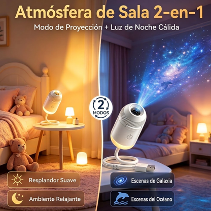 Proyector Galaxia LED USB 360° – Lámpara Nocturna Estrellas para Habitación y Dormitorio